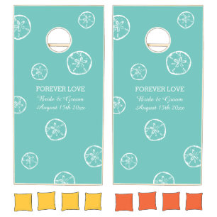 Custom cornhol set for outdoor beach wedding