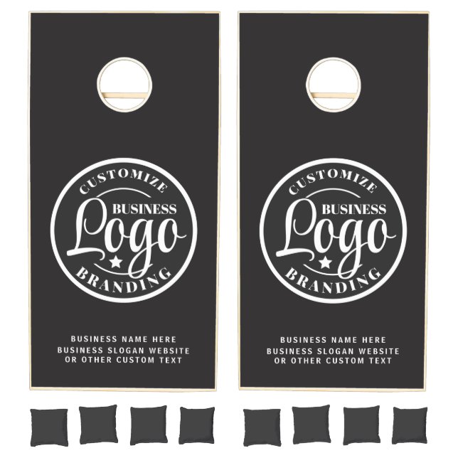Custom Cornhole Set | Black Business Logo  (Set)