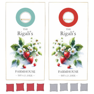 Custom Cornhole Sets Strawberry Blossom Design