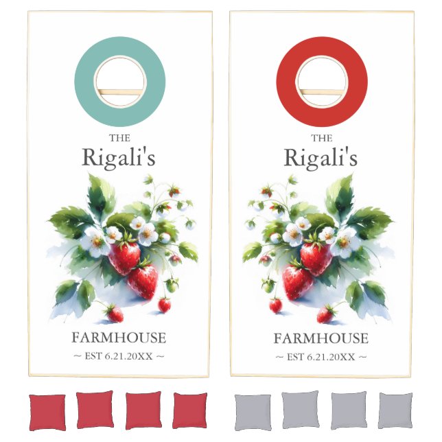 Custom Cornhole Sets Strawberry Blossom Design (Set)