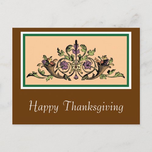 Custom Cornucopia Vintage Thanksgiving Postcard