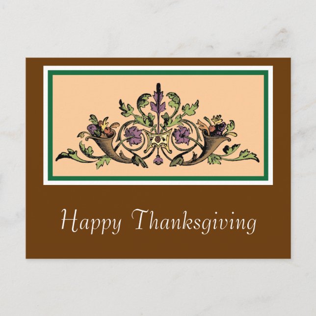 Custom Cornucopia Vintage Thanksgiving Postcard (Front)