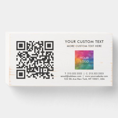 Custom Corporate Branding QR Code Your Logo Here Wooden Box Sign