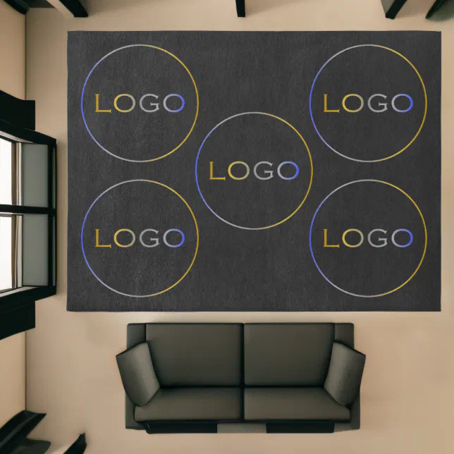Round Rug Logo Custom Corporate Business Large Round Logo Black Rug | Zazzle