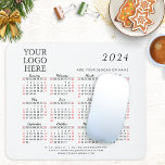 Custom Corporate Business Logo 2024 Calendar Mouse Pad<br><div class="desc">This custom 2024 business calendar mousepad is easy to personalize with your logo,  slogan,  contacts or other information. Simple minimalism style design in white,  black and red makes it easy to see dates and plan the week.</div>