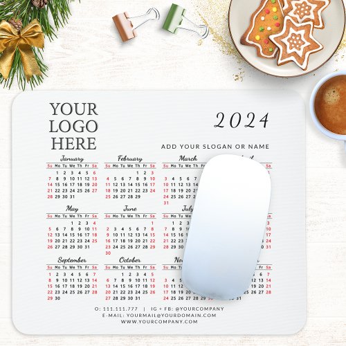 Custom Corporate Business Logo 2024 Calendar Mouse Pad