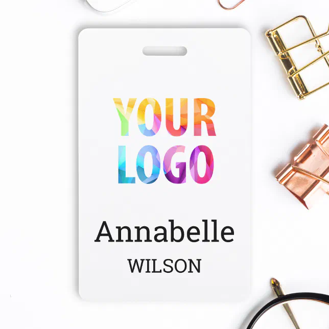 Custom Corporate Business Logo Basic Employee Name Badge | Zazzle