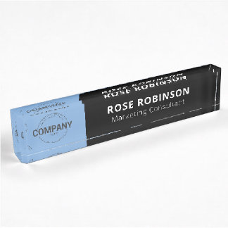 Custom Corporate Business Logo Black Acrylic Desk Name Plate