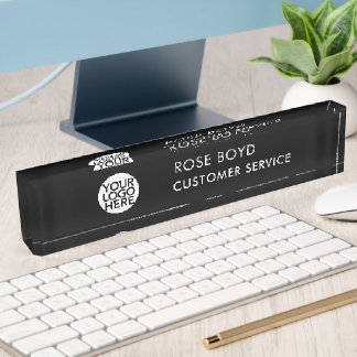 Custom Corporate Business Logo Black Acrylic Desk Name Plate