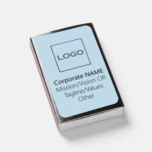 Custom Corporate Business Logo Brand, Powder Blue Matchboxes