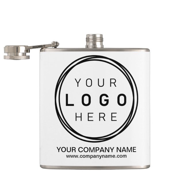 Custom Corporate Business Logo Flask (Opened)
