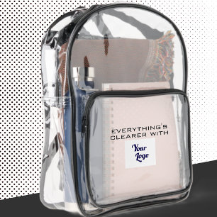 Custom Corporate Business Logo With Text Clear Backpack