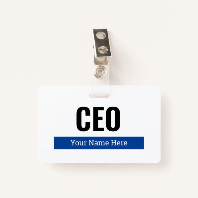 Custom corporate business name badge with clip (Front with Clip)