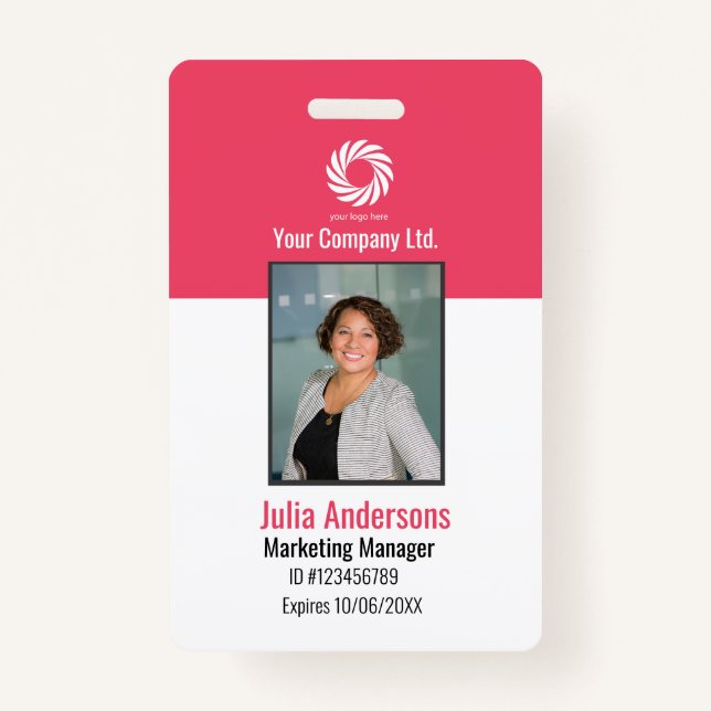 Custom Corporate Employee ID Badge – Teal Prof (Front)
