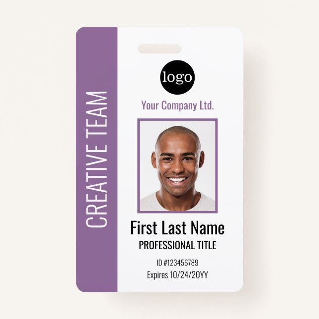 Custom Corporate Employee-Logo,Photo,Barcode Badge (Front)