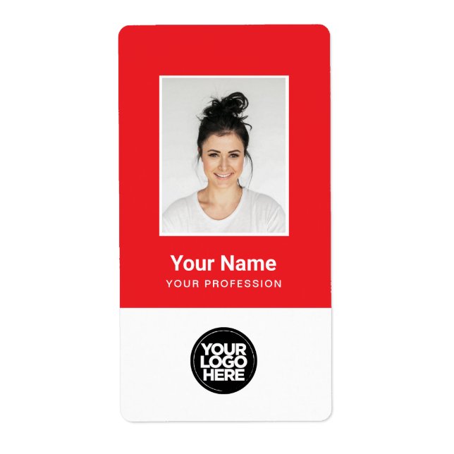 Custom Corporate Employee Photo, Logo, Id Name Label (Front)