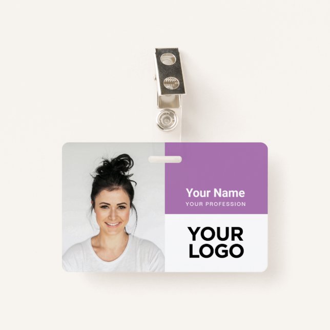 Custom Corporate Employee Photo Logo Name Badge (Front with Clip)