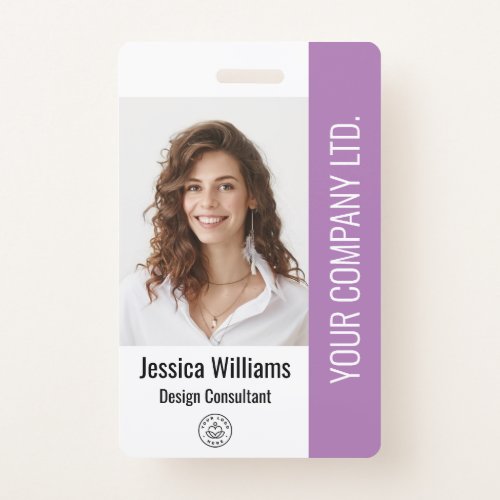 Custom  Corporate Large Employee Photo Purple ID  Badge