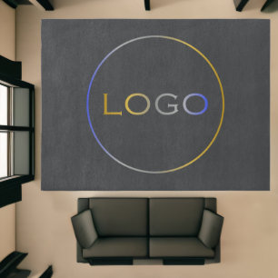 Custom Corporate Large Round Logo Center Thunder Rug