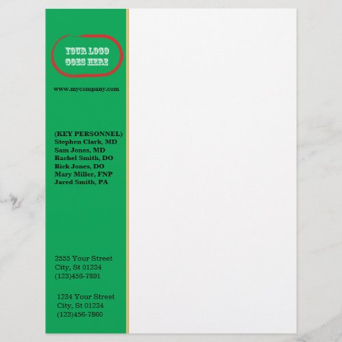 Custom Corporate Letterhead _ GreenGold Side Bar