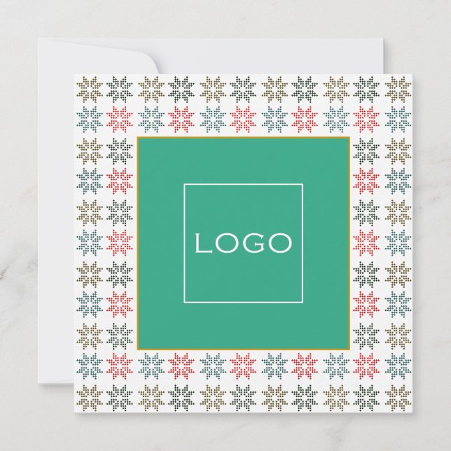 Custom Corporate Logo Poinsettia Holiday Card (Front)