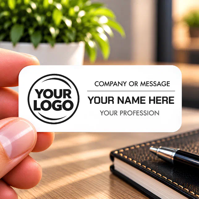 Name Tag Design One Custom Corporate Logo Printed Plastic Employee Name Tag | Zazzle