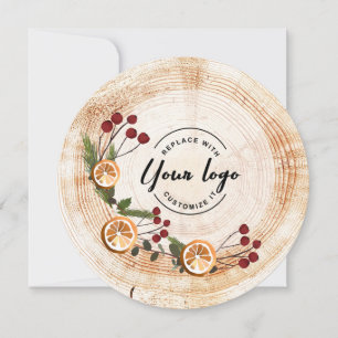 Custom Corporate Logo Wood Tree Christmas Foliage Holiday Card