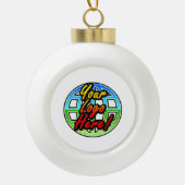Custom Corporate or Promotional Imprinted Logo Ceramic Ball Christmas Ornament (Front)