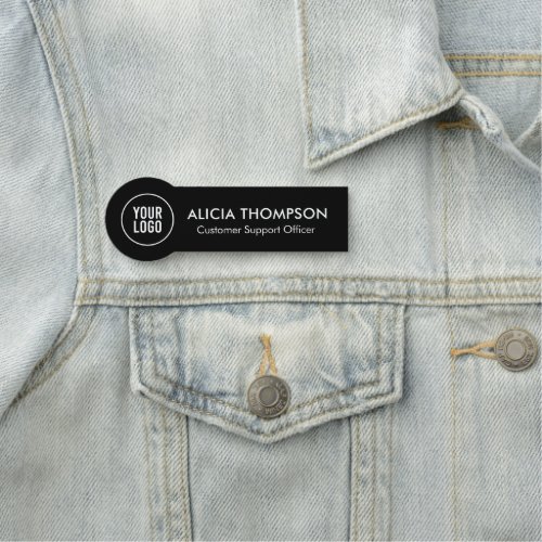Custom Corporate Staff Black Name Tags With Logo 
