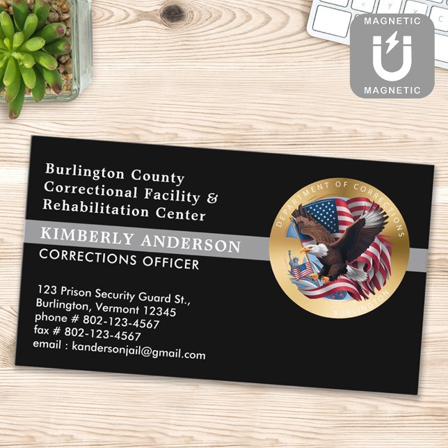 Custom Correctional Department Prison Guard Logo Business Card Magnet (Creator Uploaded)