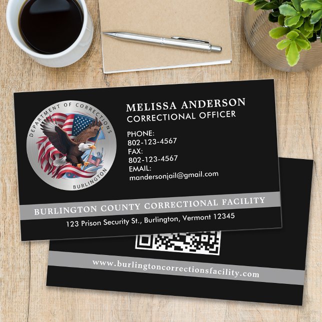 Custom Corrections Officer Bailiff Badge Jail Logo Business Card (Creator Uploaded)