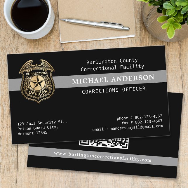 Custom Corrections Officer Law Enforcement QR Code Business Card (Creator Uploaded)