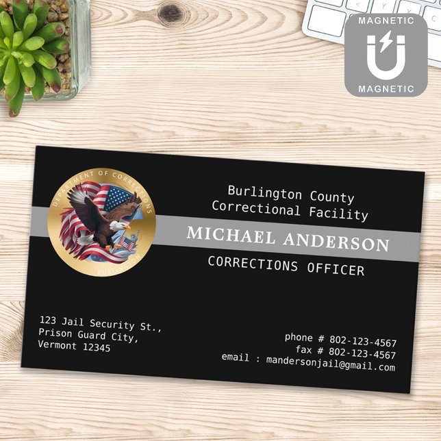 Custom Corrections Officer Parole Police Logo Business Card Magnet (Creator Uploaded)