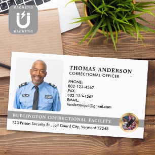 Custom Corrections Officer Photo Jail Prison Logo Business Card Magnet