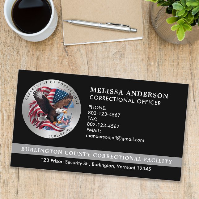 Custom Corrections Officer Prison Guard Jail Logo Business Card (Creator Uploaded)