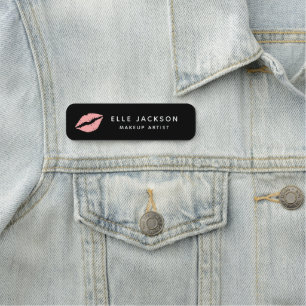 Custom Cosmetic Nurse Lips Black Name Tag