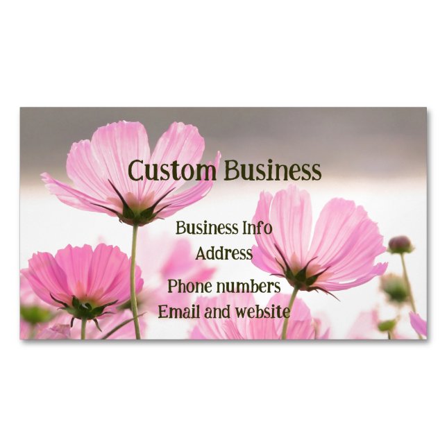 Custom Cosmos Garden Flowers Floral  Business Card Magnet (Front)