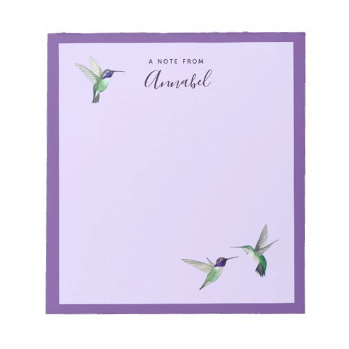 Custom Costas Hummingbirds Notepad