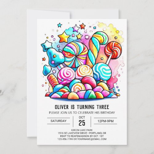 Custom Cotton Candy Birthday Invitation