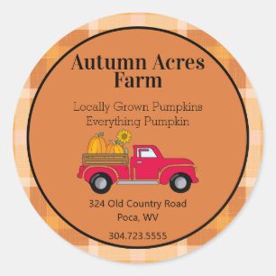 Custom Country Autumn Farm Fall Business Classic Round Sticker