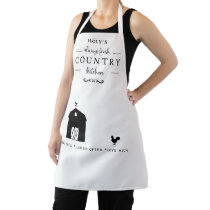 Custom Country, Barn and Rooster Black and White Apron
