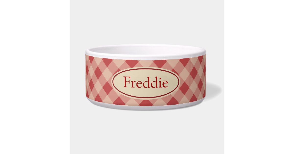 Custom Country Gingham Pet Bowl