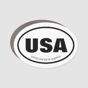 Custom country or state abbreviation oval shape car magnet