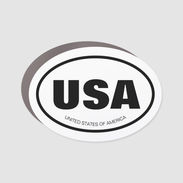 Custom country or state abbreviation oval shape car magnet (Front)