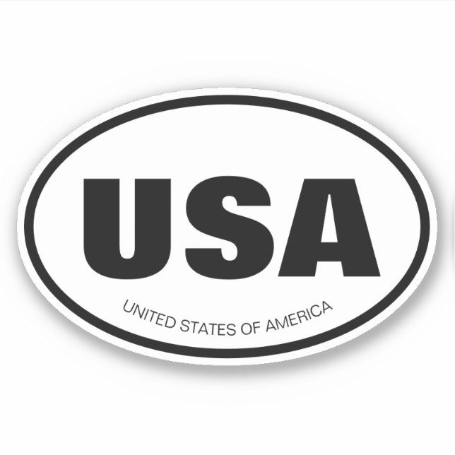 Custom country or state abbreviation oval vinyl sticker (Front)