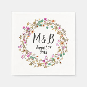 Custom Country Style Floral Wreath Art Motif Napkins