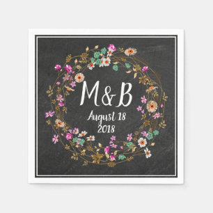 Custom Country Style Floral Wreath Art Motif Napkins