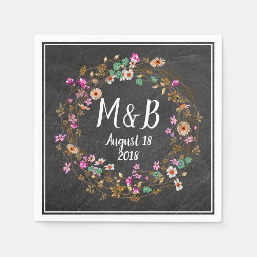 Custom Country Style Floral Wreath Art Motif Napkins