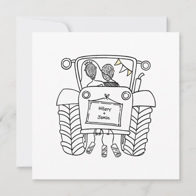 Custom Country Wedding Tractor Invitation (Front)