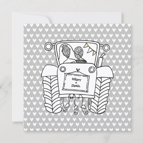 Custom Country Wedding Tractor Invitation